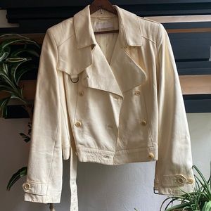 CREAM LEATHER MOTO JACKET